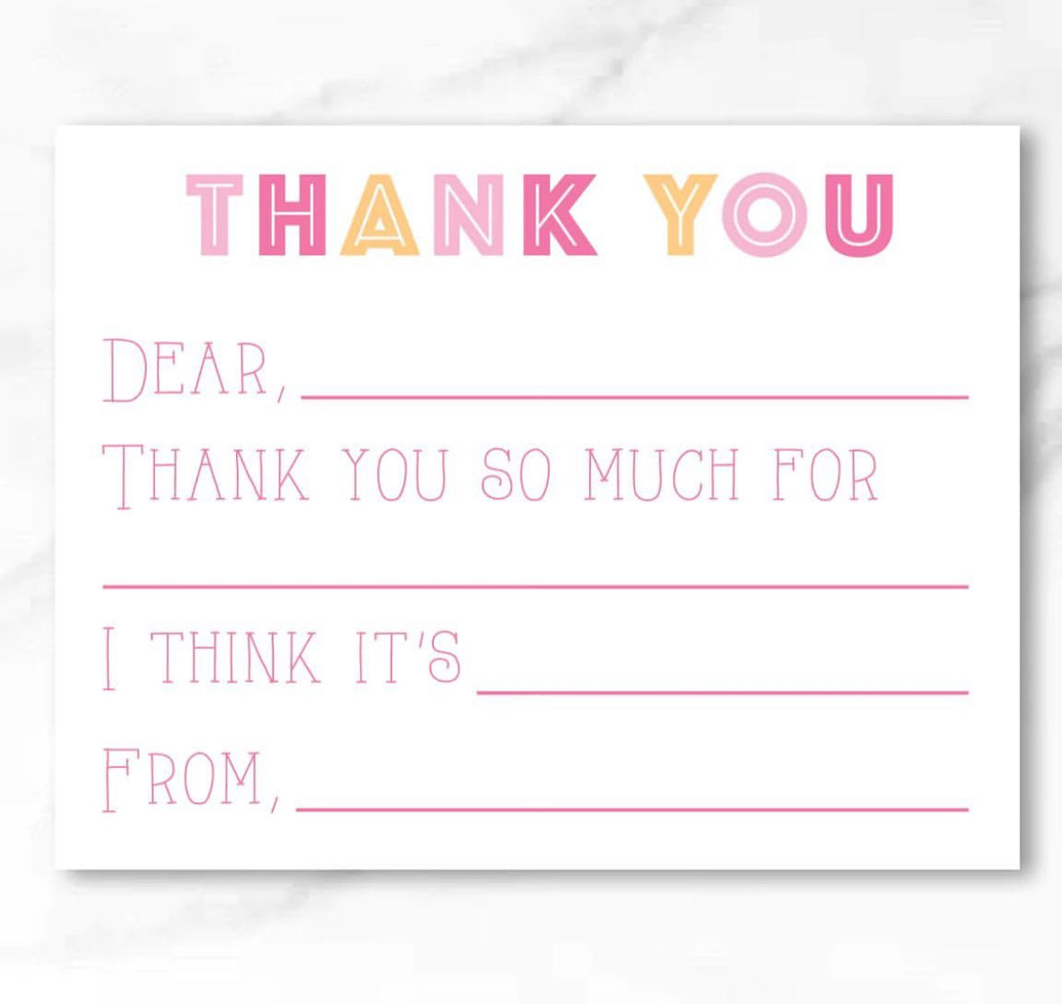 Fill In The Blank Notes - Thank You