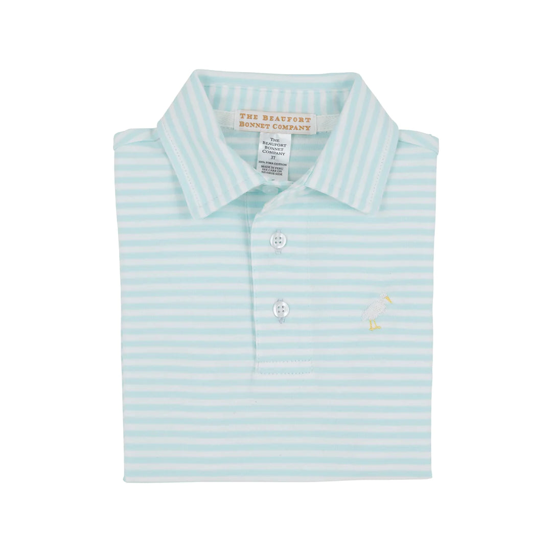 Prim and Proper Polo SS - Sea Island Seafoam Stripe