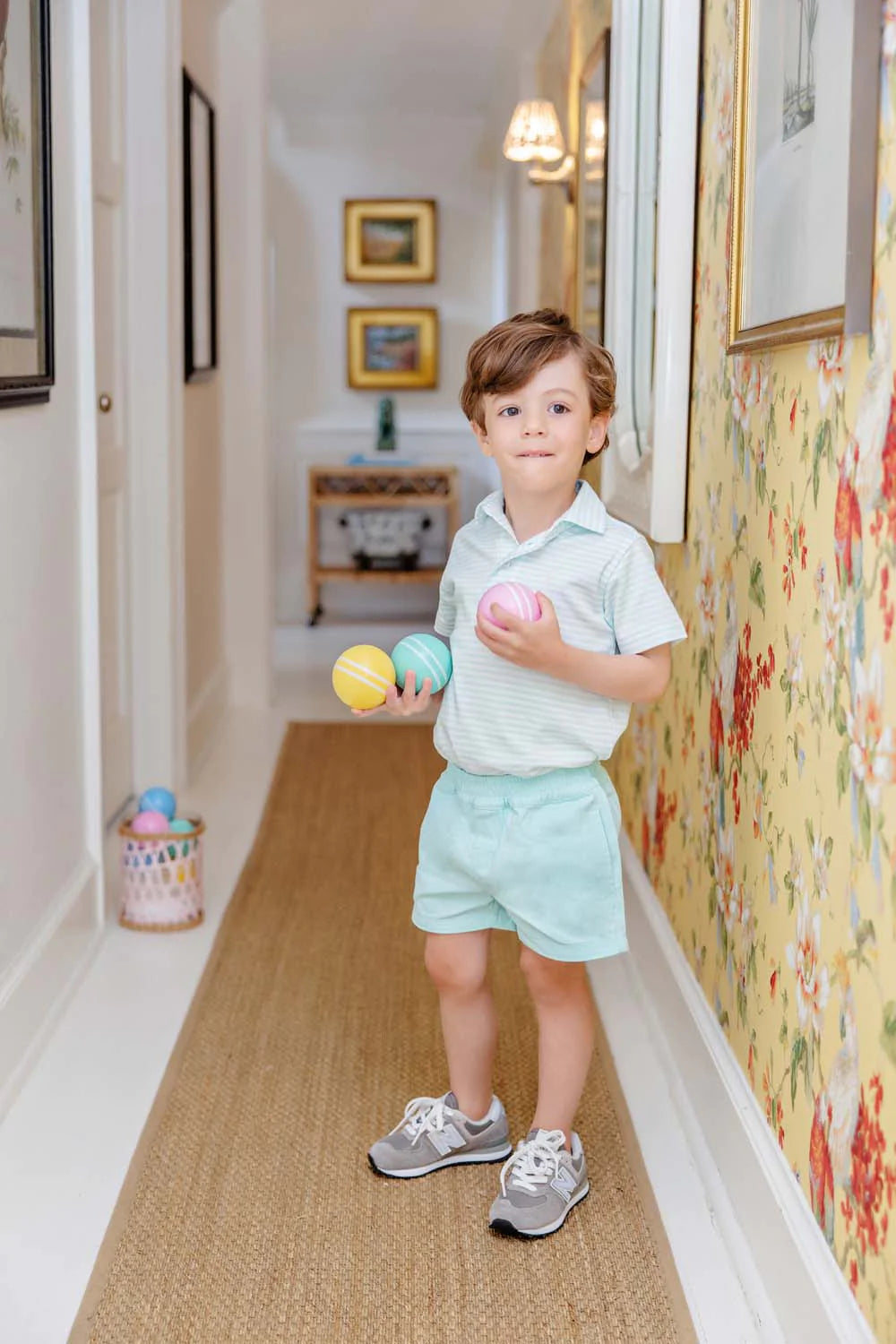 Prim and Proper Polo SS - Sea Island Seafoam Stripe