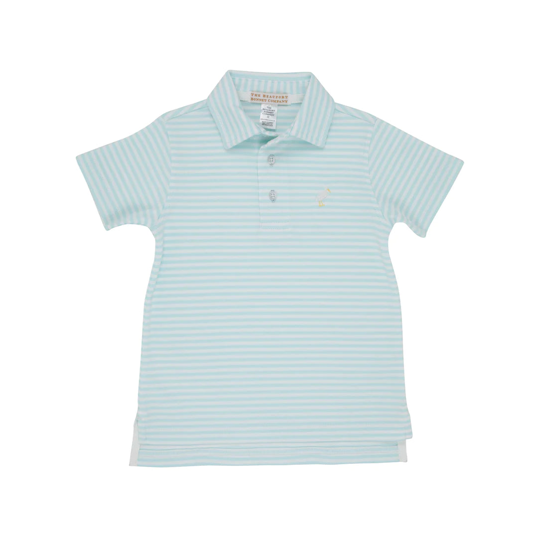 Prim and Proper Polo SS - Sea Island Seafoam Stripe