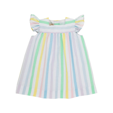 Rosemary Ruffle Dress - Wellington Wiggle Stripe