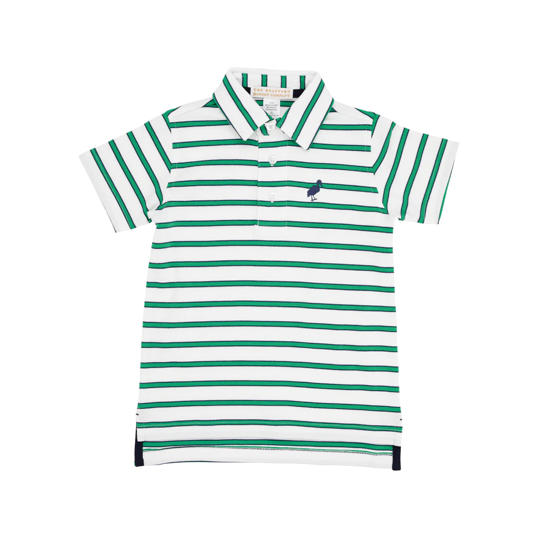Prim and Proper Polo SS - Worth Ave White/NN/Kiawah Kelly Stripe