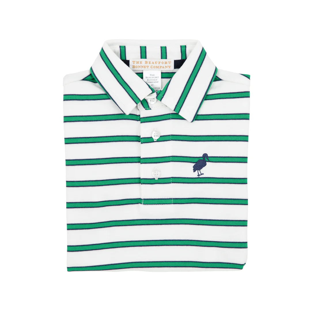 Prim and Proper Polo SS - Worth Ave White/NN/Kiawah Kelly Stripe