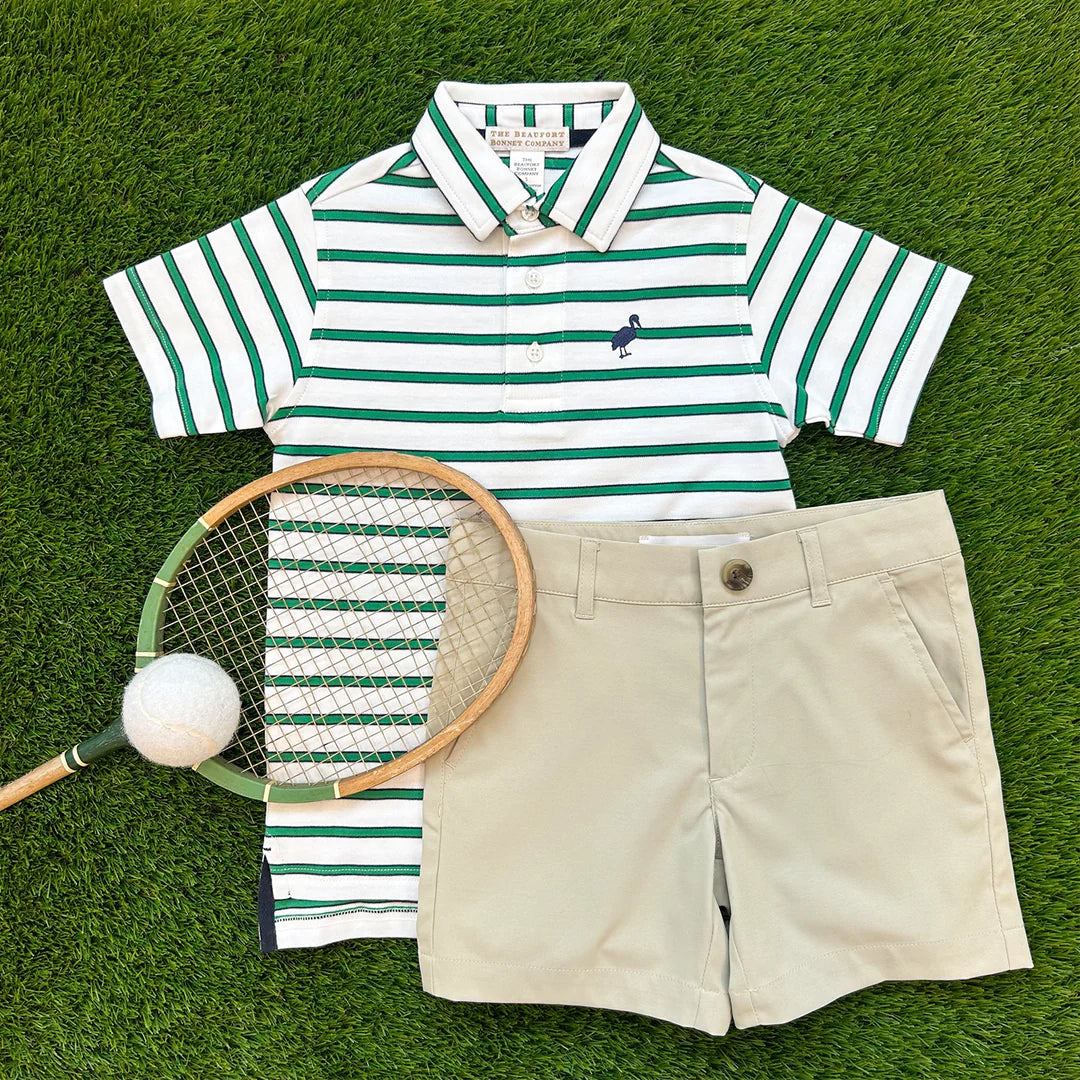 Prim and Proper Polo SS - Worth Ave White/NN/Kiawah Kelly Stripe