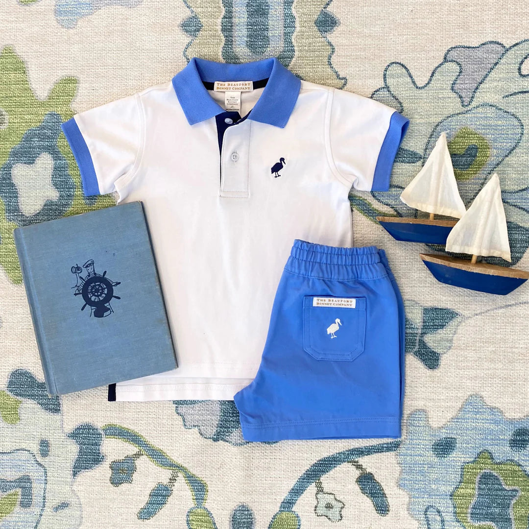 Prim and Proper Polo - Worth Avenue White/Sunrise Blvd. Blue