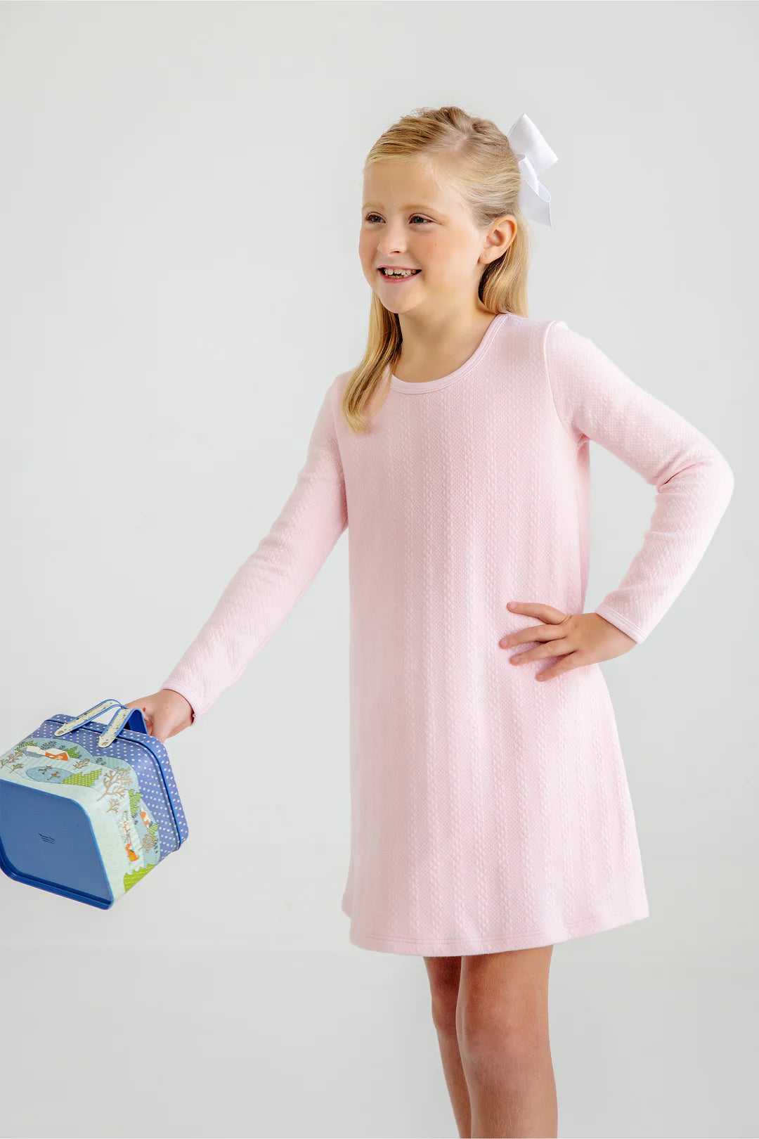 Long Sleeve Polly Play Dress - Quilted - Palm Beach Pink