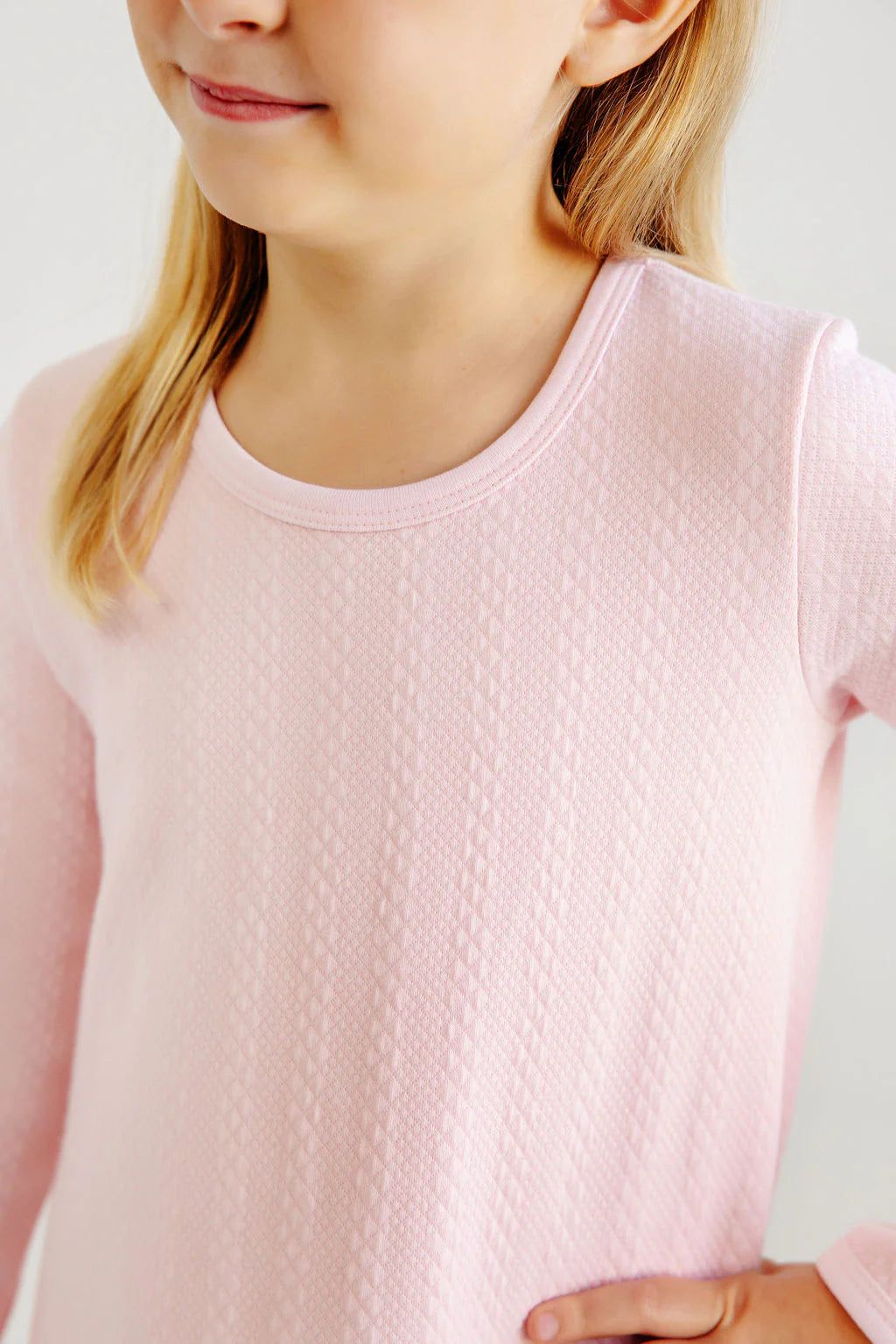 Long Sleeve Polly Play Dress - Quilted - Palm Beach Pink
