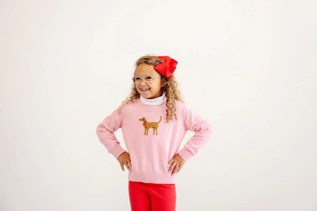 Isabelle's Intarsia Sweater - Hamptons Hot Pink/Dog