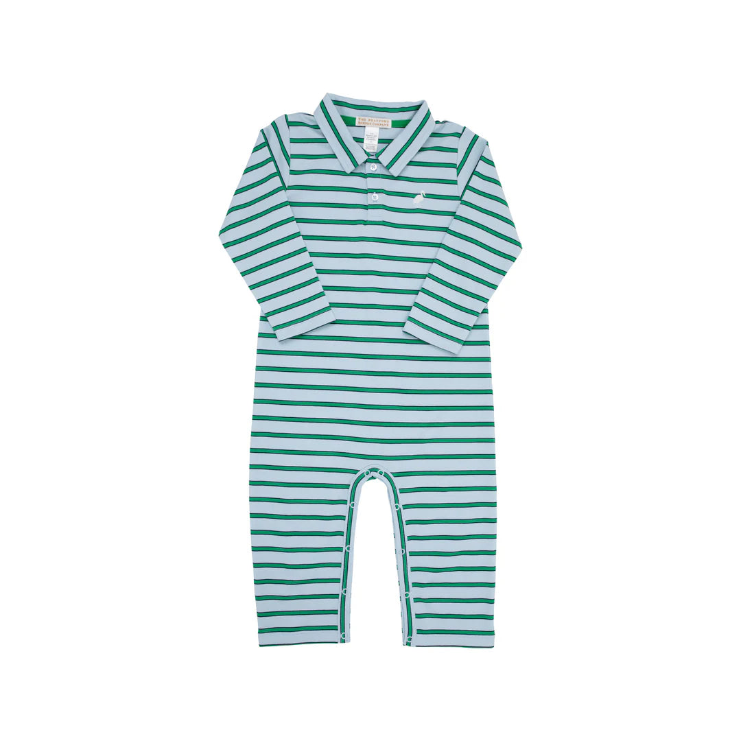 Long Sleeve Sir Proper's Romper - Beale Street Blue/Kiawah Kelly Green