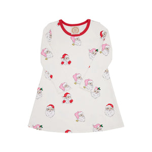 Long Sleeve Polly Play Dress - Dear Santa (Red and Pink/Palmetto Pearl)