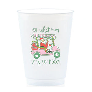 Golf Cart Santa Frosted Cup Set