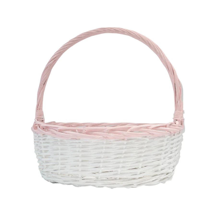 Easter Basket (Oval) - White with Light Pink