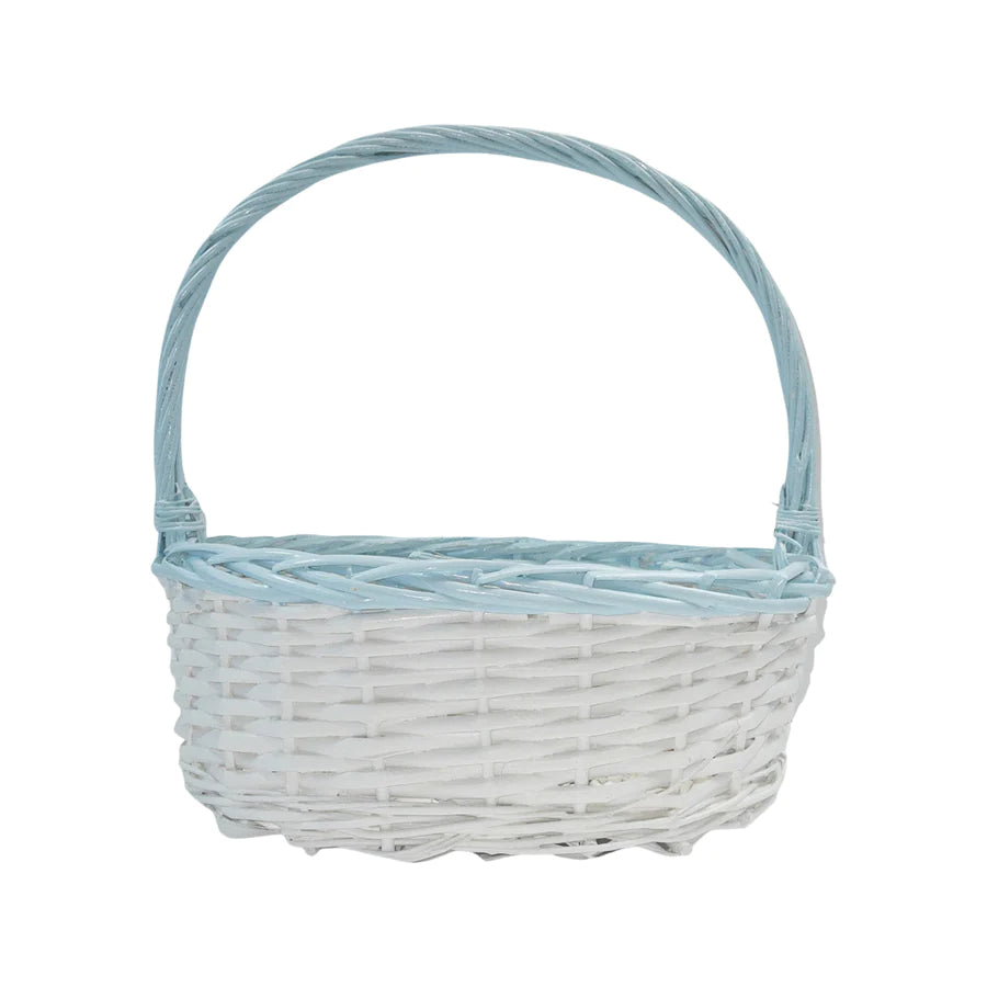 Easter Basket (Oval) - White with Light Blue