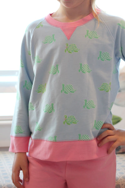 Cassidy Comfy Crewneck (Pink) - Pearl's Turtle Parade
